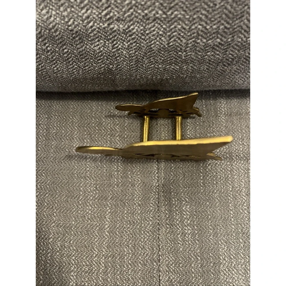 Brass Firefighter Mail Holder Tray Desk Art Helmets Ladders Hydrants